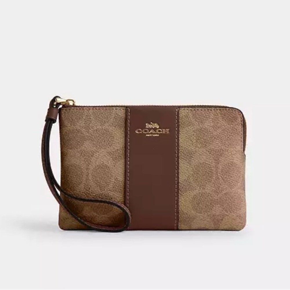 Corner Zip Wristlet
In Signature Canvas With Stripe